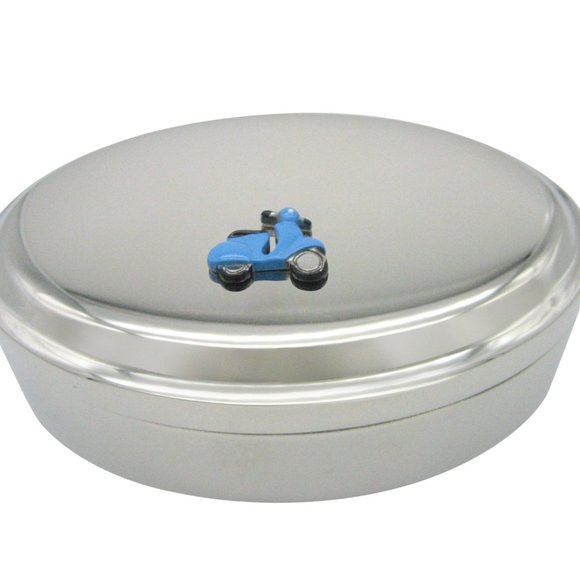 Moped Scooter Pendant Oval Trinket Jewelry Box - Picture 1 of 2